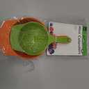 Mini Colanders Set 2 Plastic Pack Kitchen Mesh Food Strainers Colander Handles Red Lime Green 6.5 and 7.5 Inch Strainer For Pasta Vegetables and Fruits