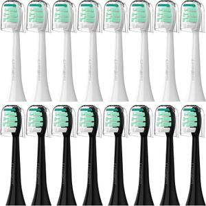 Replacement Toothbrush Heads Compatible with Philips Sonicare16 Pack Soft Replacement Electric Brush Head for 4100 5100 6100 HX9023/65 W Optimal Control Snap-on SystemB&W (Black&white 16p)