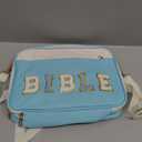 Bible Cover Case for Women Bible Study Supplies Bible Journaling Kit Large Preppy Chenille Letter Bible Tote Bag Carrying Case Christian Gifts for Girls (Blue, Large)