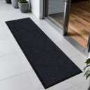 Front Door Mat Indoor Outdoor Entrance 72"x24", Heavy Duty Ribbed Non Slip Mat, Absorbent Dirt Moisture Trapper Waterproof Rubber Backing Doormats, Low Profile Washable Front Doormat, Black