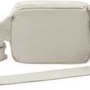 ODODOS 2L Belt Bag for Women Men, Crossbody Fanny Packs with Adjustable Strap Waist Pouch for Workout Hiking Running Travel, Light Grey