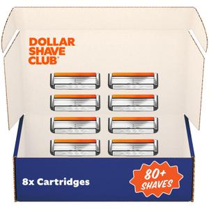 Dollar Shave Club | 4 Blade Razor Refills (8 Pack) | Swift Rinse Blades for Longer and Thicker Hair