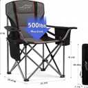FAIR WIND 2 Pack Fully Padded Oversized Camping Chair 500LBS Capacity Heavy Duty Folding Chair with Adjustable Lumbar Support, Cooler Bag & Cup Holder for Outdoor, Beach, Tailgating, Firepits, Fishing