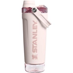 STANLEY Vitalize Shaker Bottle 20 oz | Leakproof Insulated Stainless Steel Shaker Cup | Base Storage and Twist On Fast Flow Lid | Protein Shakes and Pre Workout Powder | BPA-Free | Rose Quartz