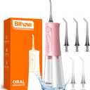 Bitvae Water Dental Flosser Teeth Picks, Cordless Portable Oral Irrigator, Powerful and Rechargeable Oral Irrigator, Brace Care, IPX7 Waterproof Water Dental Picks for Cleaning, Quartz Pink