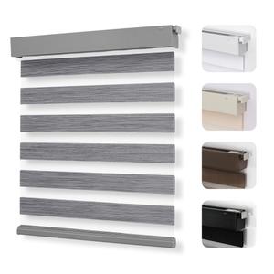 Joydeco No Drill Zebra Blinds for Windows, Cordless Day & Night Dual Sheer Roller Shades, Easy Installation, Free-Stop Lift System, Light Filtering Privacy Blinds for Home(Grey,70" W x 75" H)