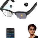 AI Smart Bluetooth Translator Glasses,Support 140+Languages Translation&Bluetooth Connection for Men and Women Travelling/Business/Sports (W630+Camera+Color Change Lenses+Silver)