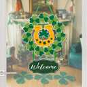 St Patricks Day Welcome Wood Hanging Sign Door Decorations, Shamrock Horseshoe St Patricks Day Wooden Sign Home Wall Decor, St. Patrick's Day Decorations for Home Office