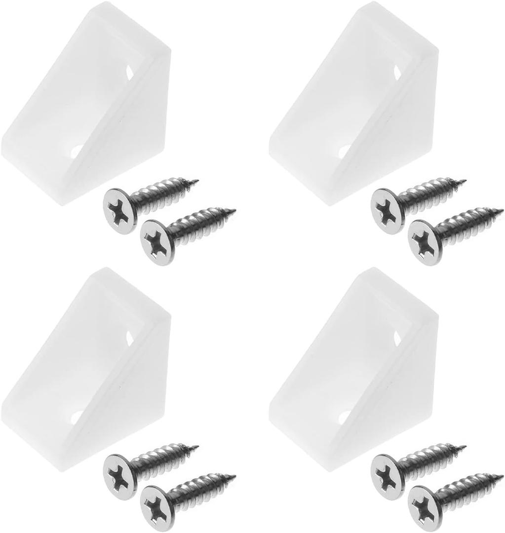 MroMax 100Pcs Plastic Corner Braces White L Brackets, 0.79" x 0.79" x 0.59" (LxWxH) Right Angle Bracket, Ideal for Supporting/Reinforcing Light-Duty Shelves, DIY Projects and Furniture Assembly