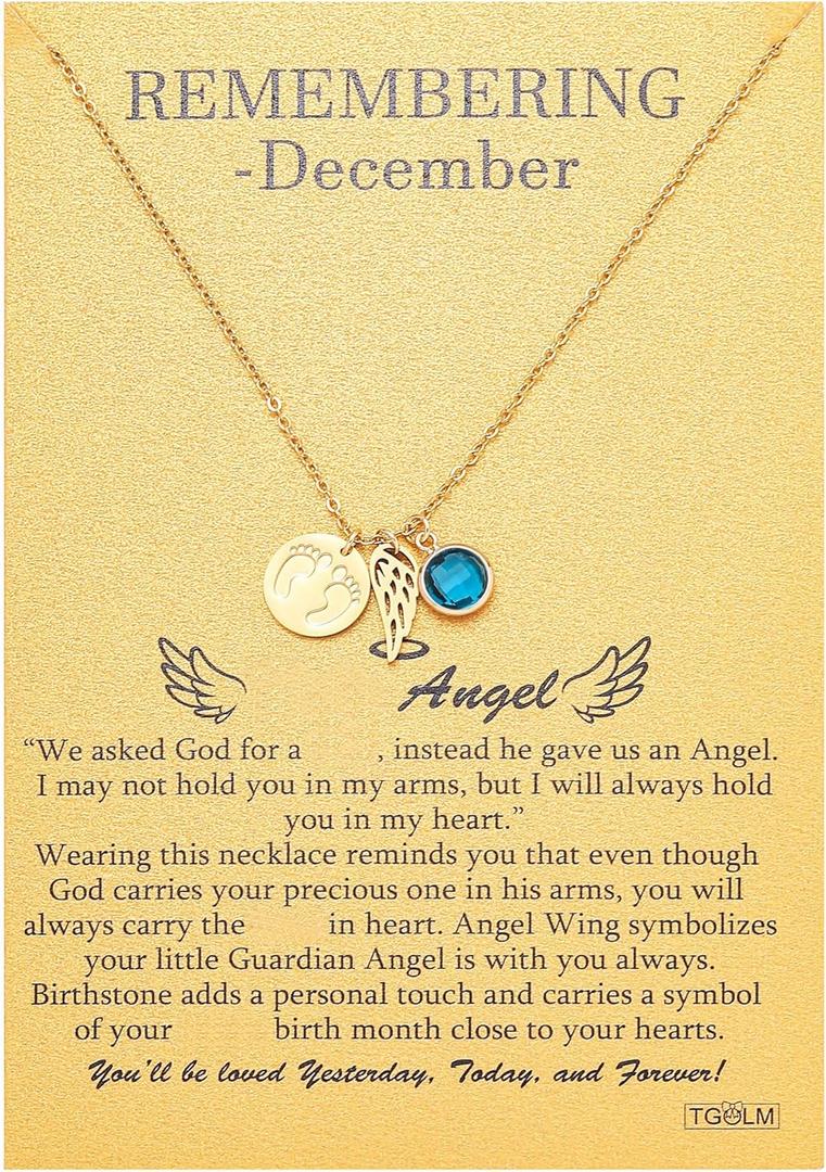 Miscarriage Gifts for Mothers Pregnancy Loss Guardian Angel Pendant Necklace for Women Birth Stone Remember Me Bereavement Gift