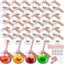 Baderke 30 Pcs 6 oz Plastic Potion Bottles for Drinks Christmas Ornament Drink Balls with Straw and Tags Plastic Refillable Cocktail Decorate Ball(Silver,Drink Me)