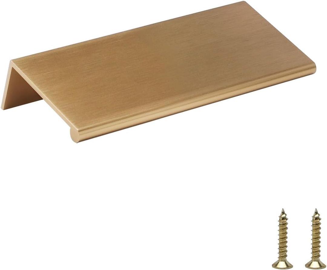 Regry 10 Pack Champagne Bronze & Gold Finger Pulls for Kitchen Cabinet Edges, 3in (Hole Center: 3in(76mm))