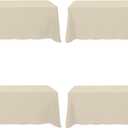 BRILLMAX 4 Pack Beige Tablecloths 90 x 156 Inch for 8ft Rectangle Tables - 150 GSM Polyester Fabric, Floor Length Drop, Water, Stain & Wrinkle Resistant Cloth Cover for Wedding Reception Banquet