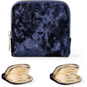 SEIUACN Travel Jewelry Holder,Anti-Scratch&Portable Travel Organizer Pouch for Rings Bracelets Necklace Earrings,Small Jewelry Case (Blue)