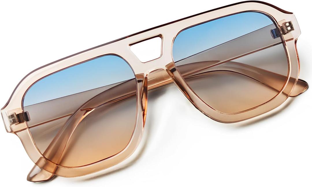 livho Trendy Polarized Square Aviator Sunglasses Women Men Square Eyewear Frame, Retro Sun Glasses for Women Men 2025 Shades