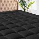 MATBEBY Full Size Mattress Pad - Cooling Breathable Mattress Topper, Quilted Fitted Mattress Protector, Pillow Top Mattress Cover with 8-21" Deep Pocket, Soft, Machine Washable, Black, 54x75 Inches