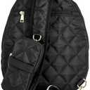 Jillian Backhand Black Striped 12 x 16 Inch Quilted Nylon Womens Pickleball Sport Sling Bag, JPB101