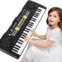 Kids Piano Keyboard with Microphone, 49 Keys Portable Electronic Piano Keyboard for Kids Beginners Ages 3 4 5 6 7, Toy Music Keyboard Birthday Xmas Gift for Girls Boys, Black, Standard