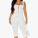 Two Piece Sets for Women Summer Workout Set Sleeveless Sexy Tie Down Tank Top Bodycon Capri Pants Sets Club Outfits XL