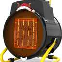 Buyplus Outdoor Heaters for Patio, 1500W Portable Garage Heater with Overheat Protection & 3S Fast Heating, Non-Slip Cushion, Electric Space Heater for Patio, Garage, Bedroom, Office, Black