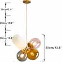 KCO Lighting Modern Colorful Pendant Light Gold Globe Pendant Lighting Stained Glass Balloon Chandelier Light Fixture Colored Glass Pendant Lights Kitchen Island for Kids Room