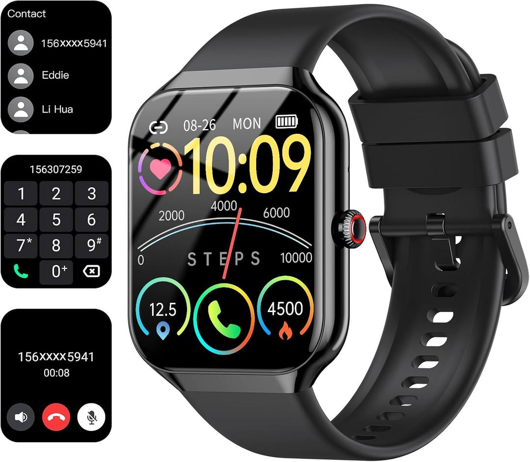 Smart Watch, 1.96" HD SmartWatch for Men Women Touch Screen Answer/Make Call, 100+ Sport Fitness Tracker IP68 Waterproof, Activity Tracker with Heart Rate SpO2/Sleep Monitor/Pedometer for Android iOS (Black)