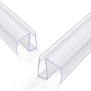 Bathroom Shower Glass Door Bottom Seal Strip, 2PCS 36 Inch Long Clear PVC Seal Strips for 1/4"(6mm) Thick Framless Glass Door Panel
