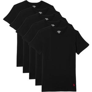 Polo Ralph Lauren 5 Pack Slim Fit Crews Polo Black/Rl2000 Red Pony Player LG (Black, L)
