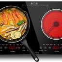 Noxton 2 Burners Electric Cooktop, 24" Built-in & Countertop Stove, Two Burner Ceramic Cooktop with Child Safety Lock, Timer, Touch Sensor Control, Portable 110V Plug-in Cooktop