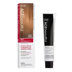 AGE beautiful Permanent Hair Color Dye Liqui Creme | 100% Gray Coverage | Anti-Aging Haircolor | Biotin for Thicker, Fuller Hair | Professional Salon Coloring (9RC Light Strawberry Blonde)