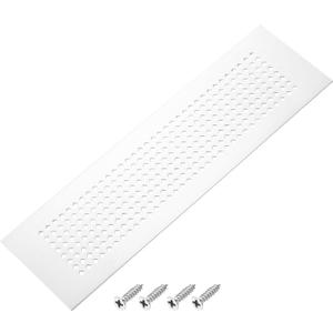 PATIKIL 14 x 3 Inch Door Air Vent Cover, Aluminum Grille Ventilation Cover Louvered Diamond Hole with Mounting Screws for Cabinet Wardrobe Door, Silver