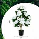 Faux Hydrangea Tree 3ft Set of 2 with White Flowers in Pot | Realistic White Hydrangea Blooms,UV Resistant,Potted Flower Tree with Moss,Low Maintenance,for Indoor Outdoor Porch Decor