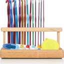Olikraft 14-Piece Ergonomic Crochet Hook Set with Wooden Holder - Complete Crochet Needle Kit for Crafting Enthusiasts, Includes Essential Crochet Accessories