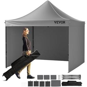 VEVOR 10x10 FT Pop up Canopy with Removable Sidewalls, Instant Canopies Portable Gazebo & Wheeled Bag, UV Resistant Waterproof, Enclosed Canopy Tent for Outdoor Events, Patio, Backyard, Party, Camping