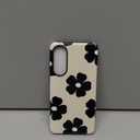 Case Compatible with Samsung Galaxy S25 Edge,Hybrid 2 Layer PC Hard Shell+Silicone Protective Case,Black Flowers Scratch-Resistant Shockproof Cover for Samsung Galaxy S25 Edge