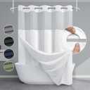 EUTXL White No Hook Shower Curtain with Snap in Liner,230GSM Waffle Weave Shower Curtains for Bathroom,71W x 74H
