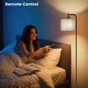 SIBRILLE Floor Lamp with Linen Shade, Dimmable Tall Standing Lamp with Remote Control & 3 Color Temperatures, Modern Corner Floor Lamps for Living Room Bedroom Office, 9W LED Bulb Included