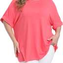 Womens Plus Size Oversized T Shirts Summer Half Sleeve Crew Neck Tops Casual Tunic Blouse (Red)