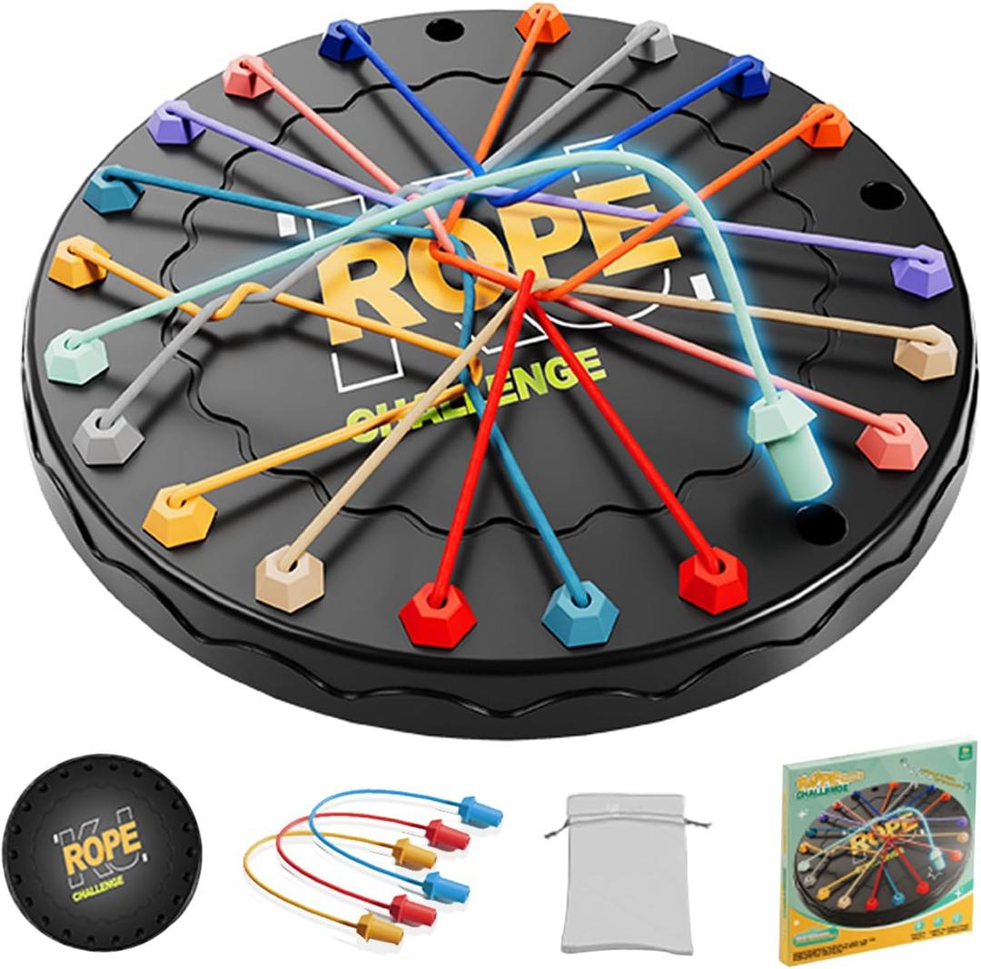 Rope Untangling Puzzle Game, Educational Strategy Board Game for Kids & Adults, Family Travel Party Games with Multi-Level Challenges, Gifts for All Ages(Manual on Box) Easter Basket Stuffers, Large (8.8 in)