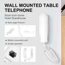 White OF-990 Slimline Wall-Mountable Basic Corded Telephone No AC Power Required
