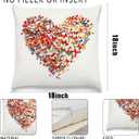 Colorful and White Aesthetic Decorative Throw Pillow Covers, Vibrant Heart Made of Butterflies Pattern Pillow Cases, Cute Trendy Nature Art Decor for Teen Girls Bedroom Dorm 18x18"