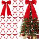 Riceshoot Red Valentines Bow Set Decor, 16''x 32'' Big Bow Tree Topper and 24 Pcs 5''x7'' Valentines Ribbon Twist Tie for Tree Birthday Wedding Holiday Wreath Gift Wall Backdrop Decor