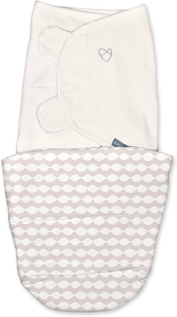 SwaddleMe by Ingenuity All Season Baby Swaddle, 2 Quick Flip Layers to Change from 1.0 to 2.5 TOG, Size 0-3 Months, 7-14 Pounds - Dream Waves