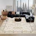 Large Rugs for Living Room, 8x10 Beige Washable Rug for Bedroom, Soft Boho Indoor Carpets, Big Modern Kids Room Rug, Non-Slip Low Pile Mat for Office Home Dining Room Christmas Decor,Beige/Gold
