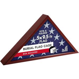 Americanflat Large Flag Display Case - Fits Folded 5x9.5' Burial Flags - Silhouette Collection - Display Box for Wall or Tabletop - Mahogany