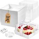 20 Pack 7x7x4 Cake Boxes with Clear Lids for 4-6 Inch Cakes, Treats or Desserts  Paper Bento Cake Boxes, Disposable Bundt Containers  Bakery Take Out Containers  To Go Square Packaging, White