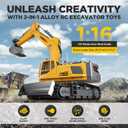 KIDMARKT 21" Large Remote Control Excavator Toy with Metal Bucket & Dozer Blade, 15-Channel RC Excavator Toys for Boys 6+ Kids Adults Construction Vehicles Birthday Gift, 120+Mins/Spray/Sound/Light, 20.5" x 6.5" x 11.2"