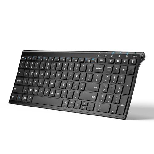 iClever BK10 Bluetooth Keyboard, Universal Bluetooth 5.1 Wireless Keyboard with Number Pad, Ergonomic Design, Multi-Device Compatibility, Stable Connection for Mac, iPad, iPhone, Android, Windows