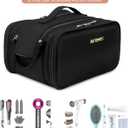 Tools Travel Bag for carrying hair dryer curling iron comb multi-layer hair accessories and tools with Dry Wet Depart Toiletries Travel Organizer (Black)