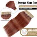 Tape In Hair Extension 18inch 100% Real Human Hair Tape In Extension For Women #14 Auburn Color Skin Weft PU Tape In Extensions Human Hair 50g 20pcs/Pack